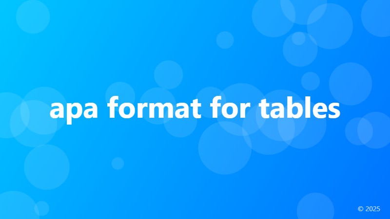 apa format for tables